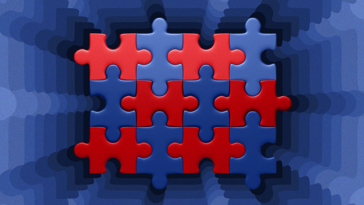 red and blue puzzle piece illustration