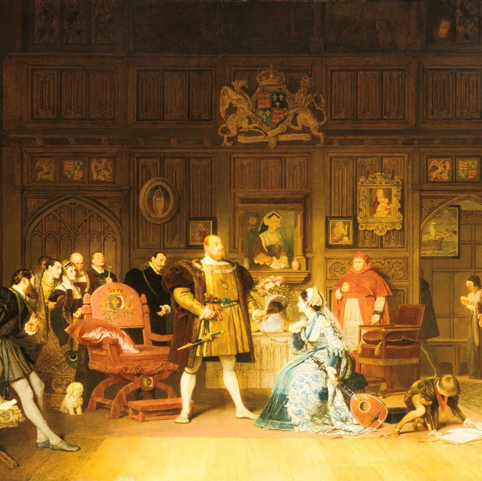 henry viii and anne boleyn observed by queen catherine, by marcus stone